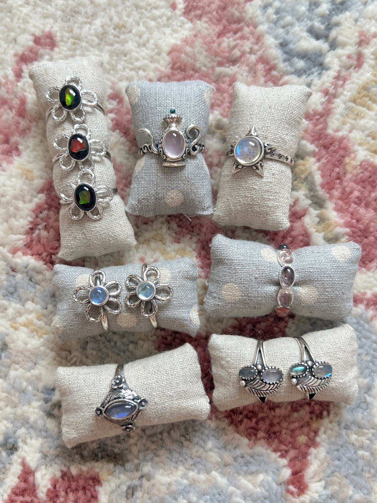 Moonstone Flower Ring