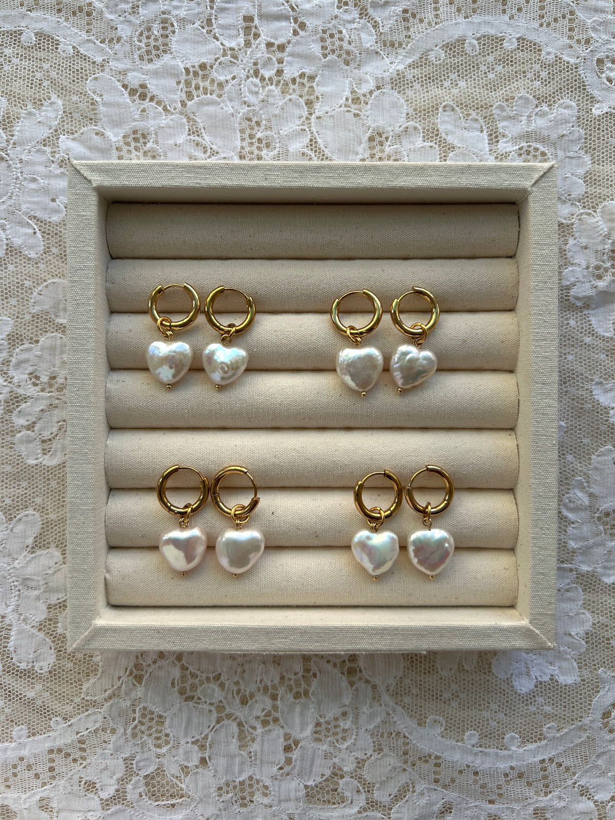 Heart Pearl Hoops