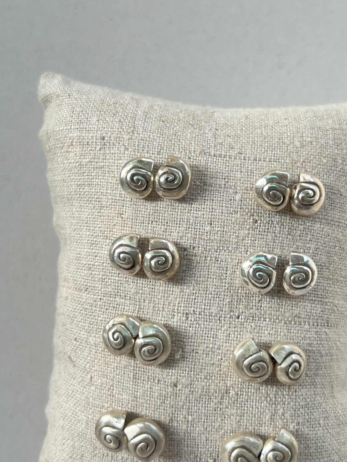 Petite Seashell Studs in Sterling Silver