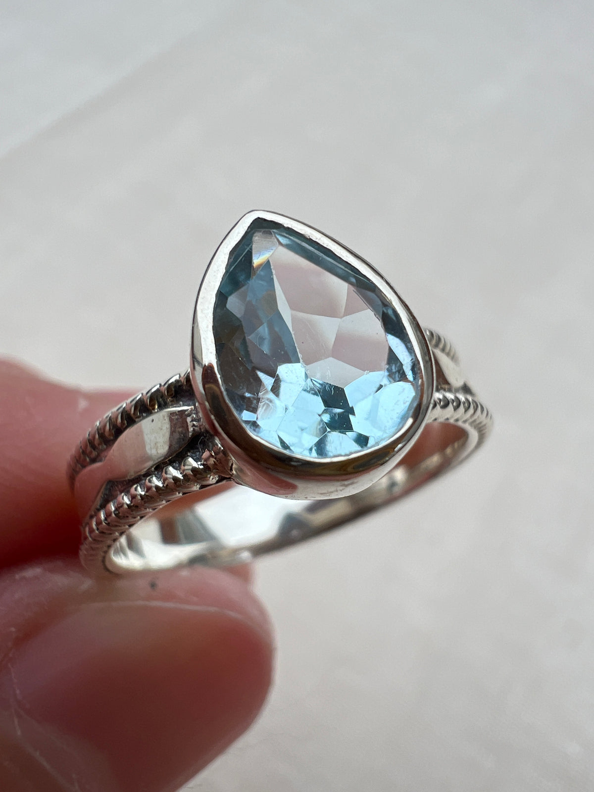 BLUE TOPAZ DROP RING