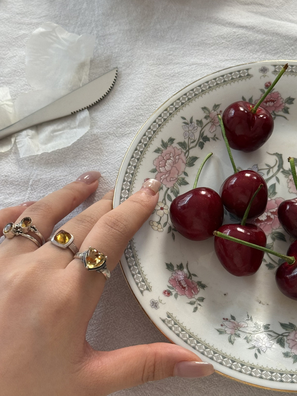 FLOWER AMBER HEART RING