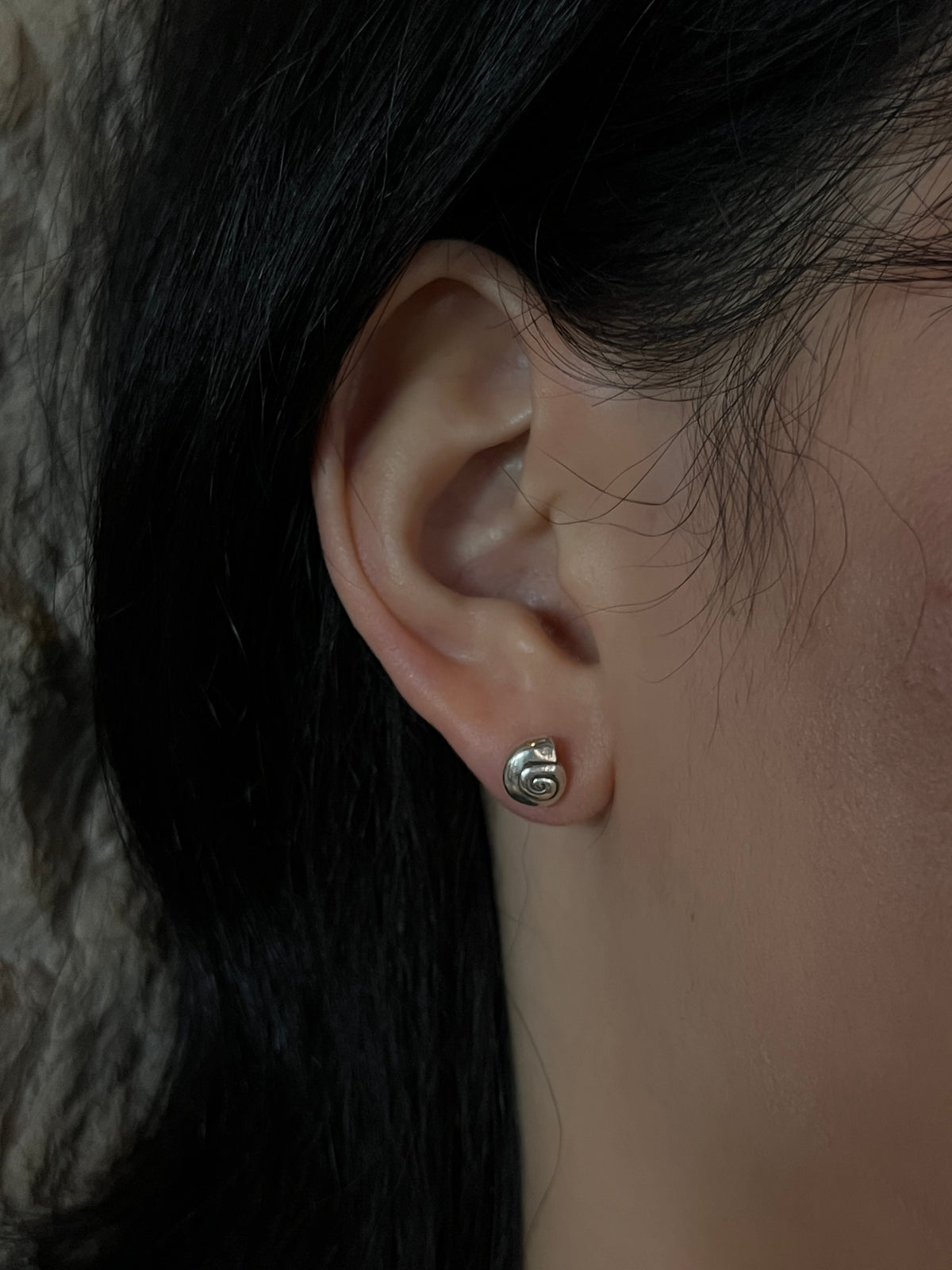 Petite Seashell Studs in Sterling Silver