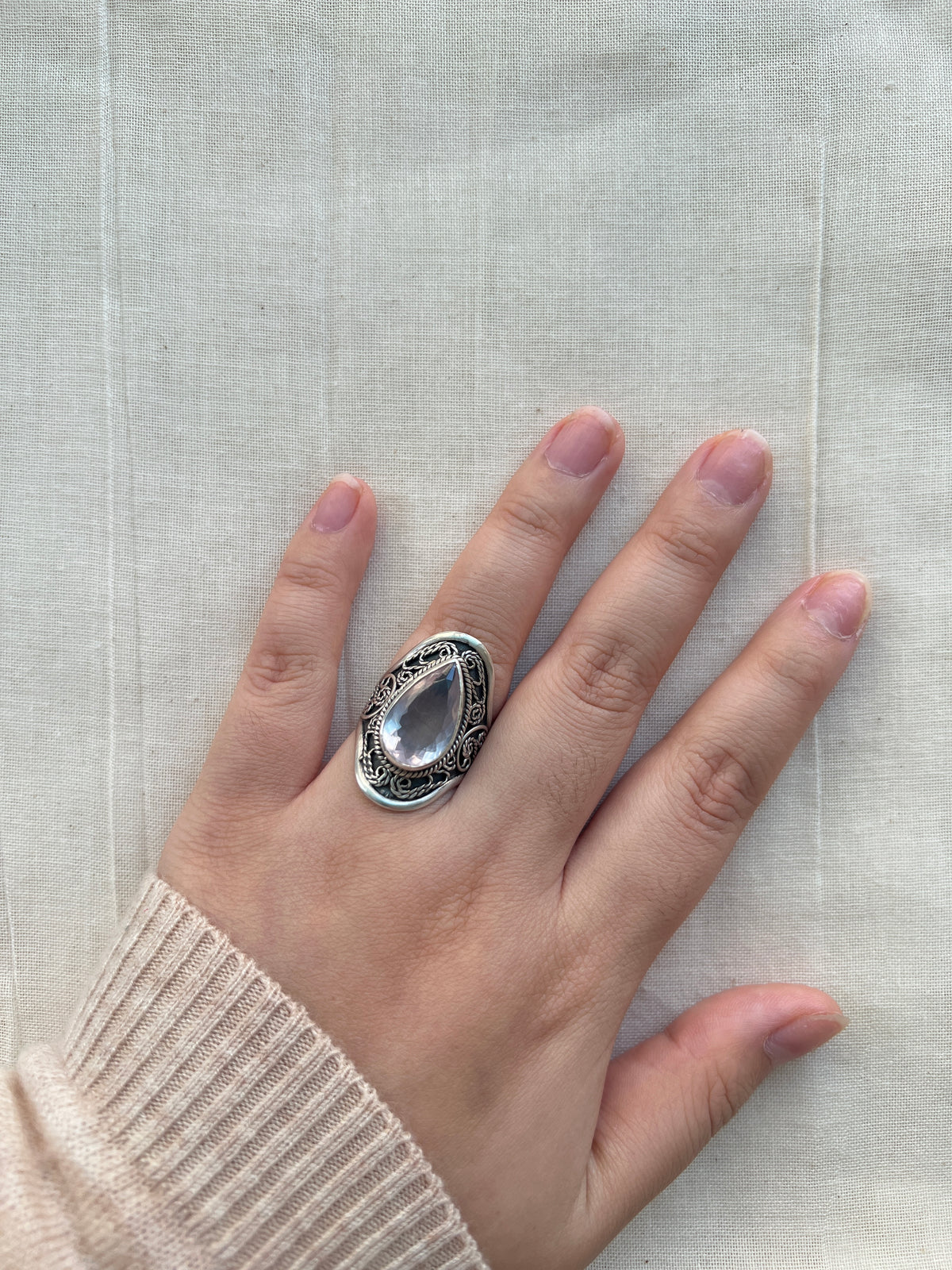 Rose Quartz Saddle Ring
