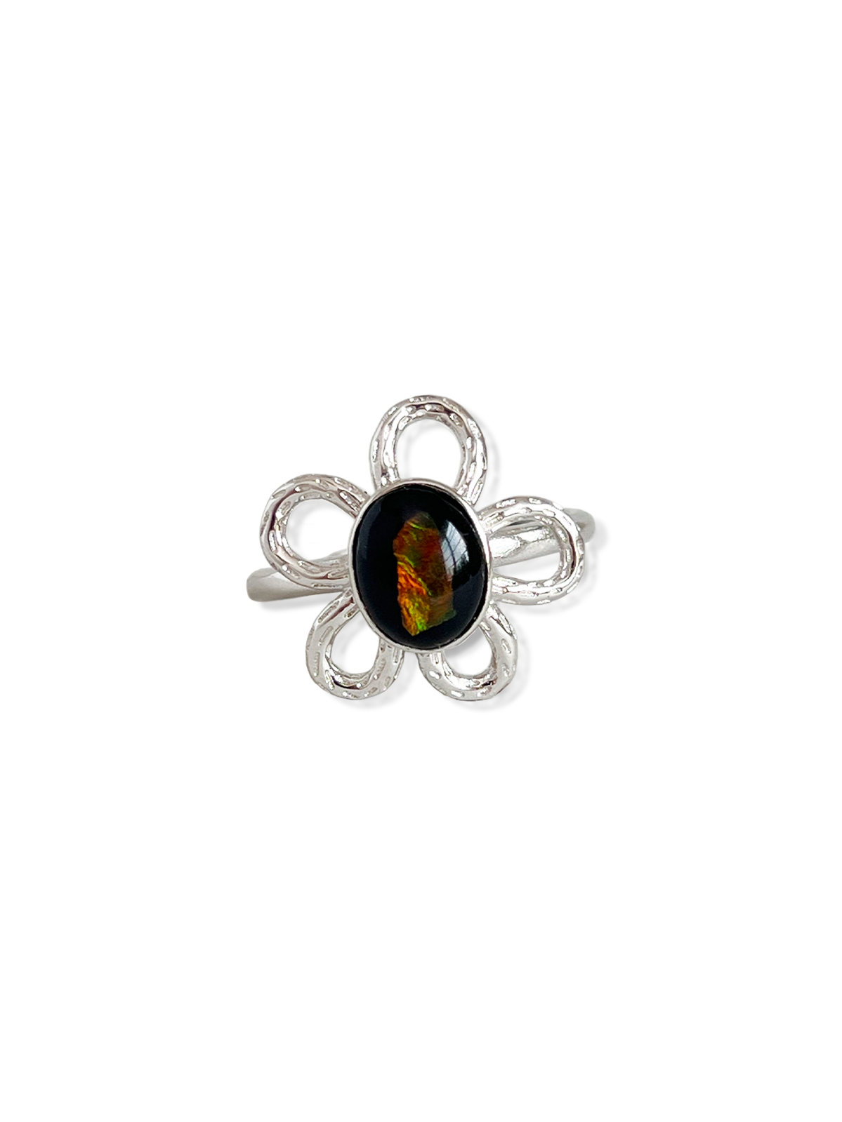 Ammolite Flower Ring