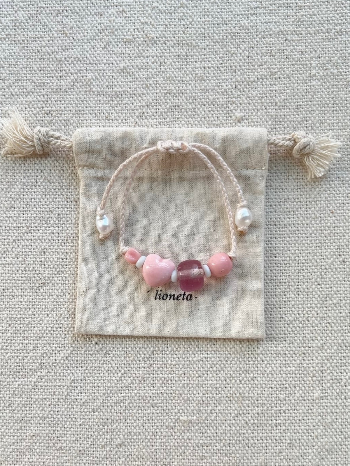 Puffy Heart Bracelet with Recycled Glass