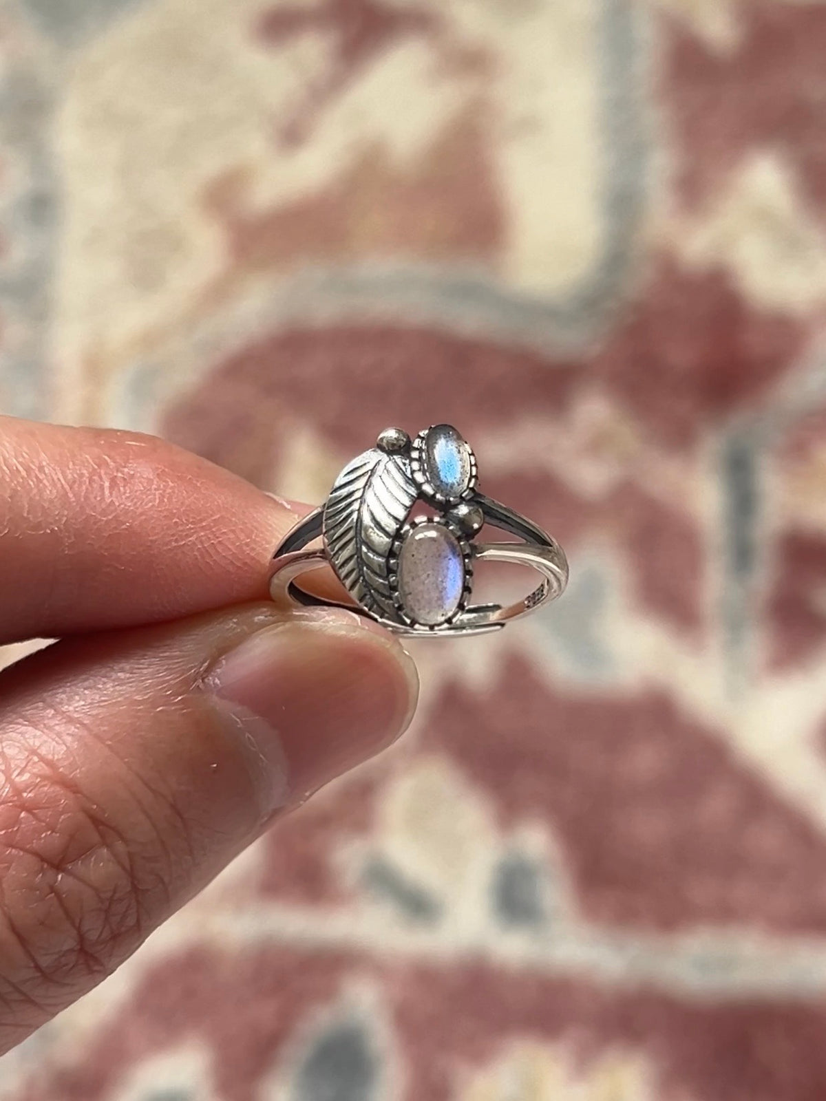 Labradorite Leaf Ring