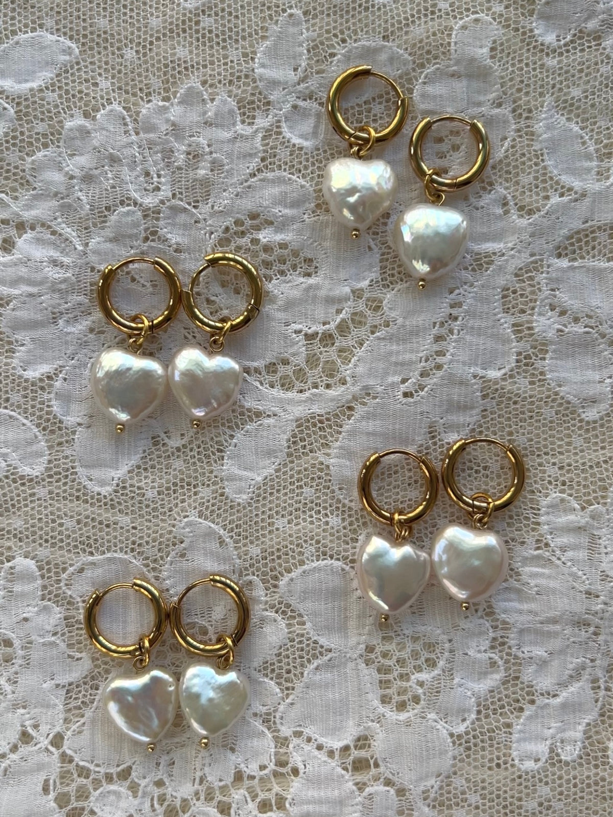Heart Pearl Hoops