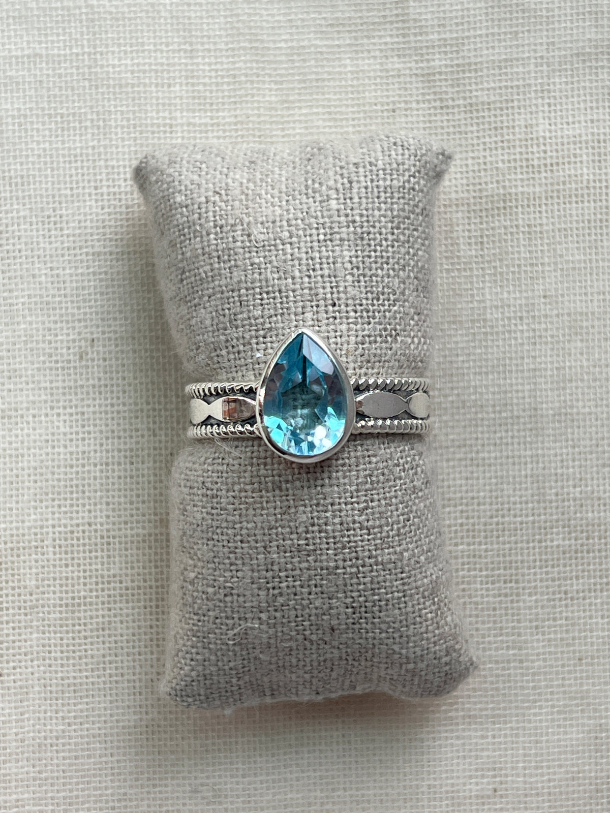 BLUE TOPAZ DROP RING