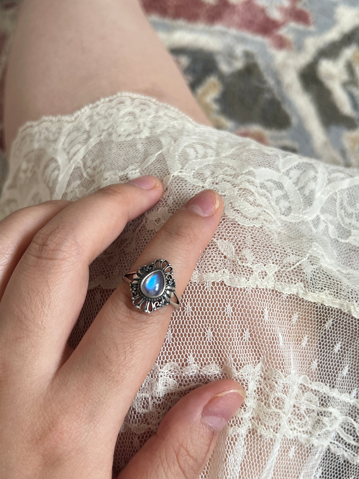 Moonstone Scroll Ring