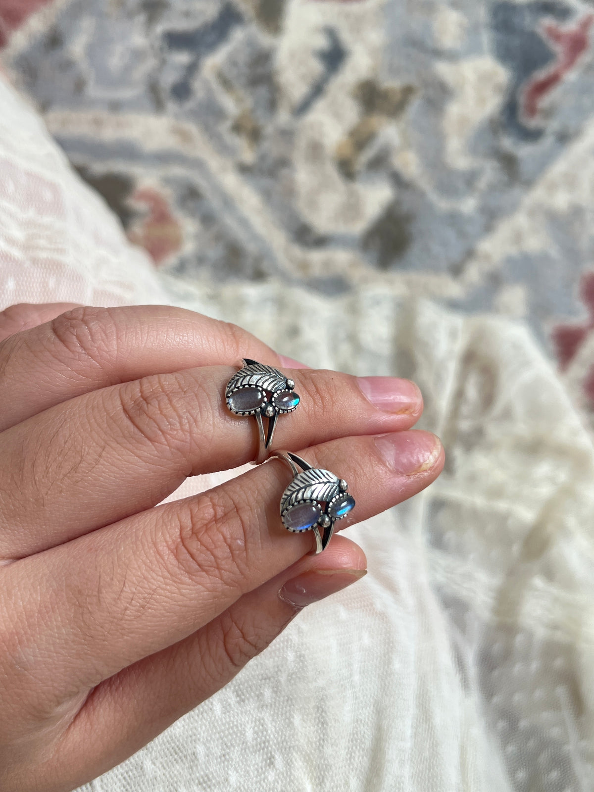 Labradorite Leaf Ring