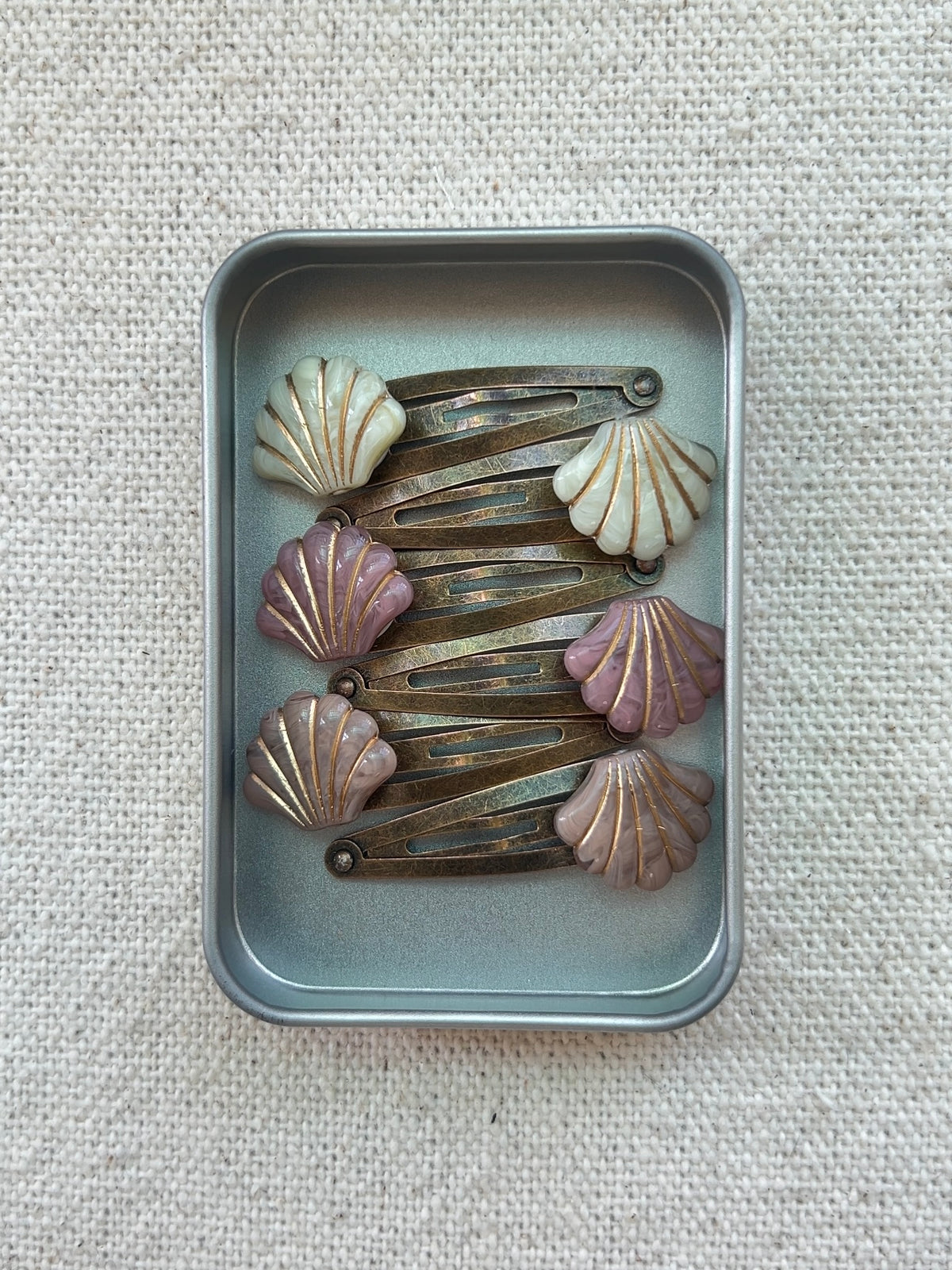 Vintage Seashell Hair Clip Set In Dusty Pink