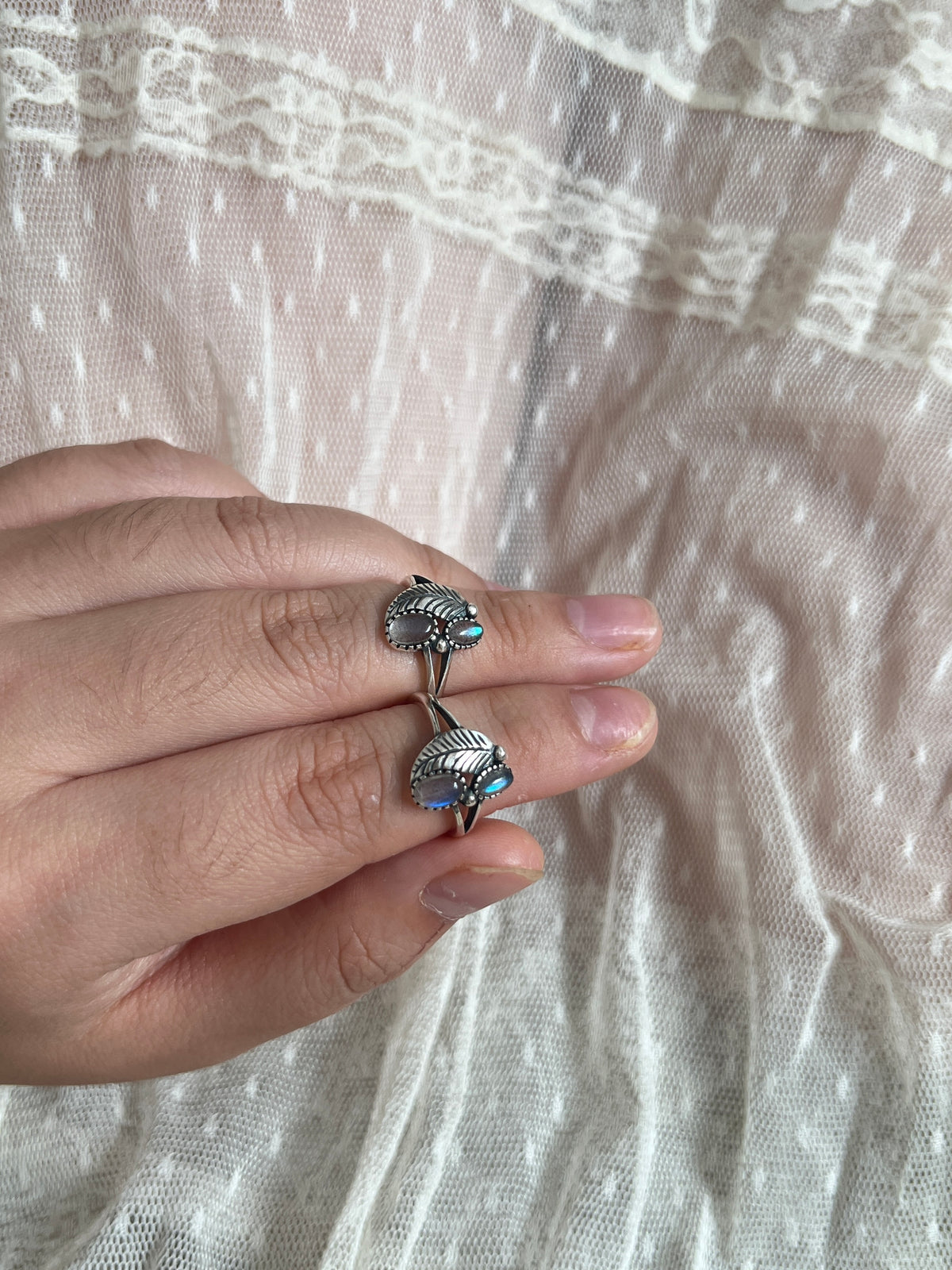 Labradorite Leaf Ring