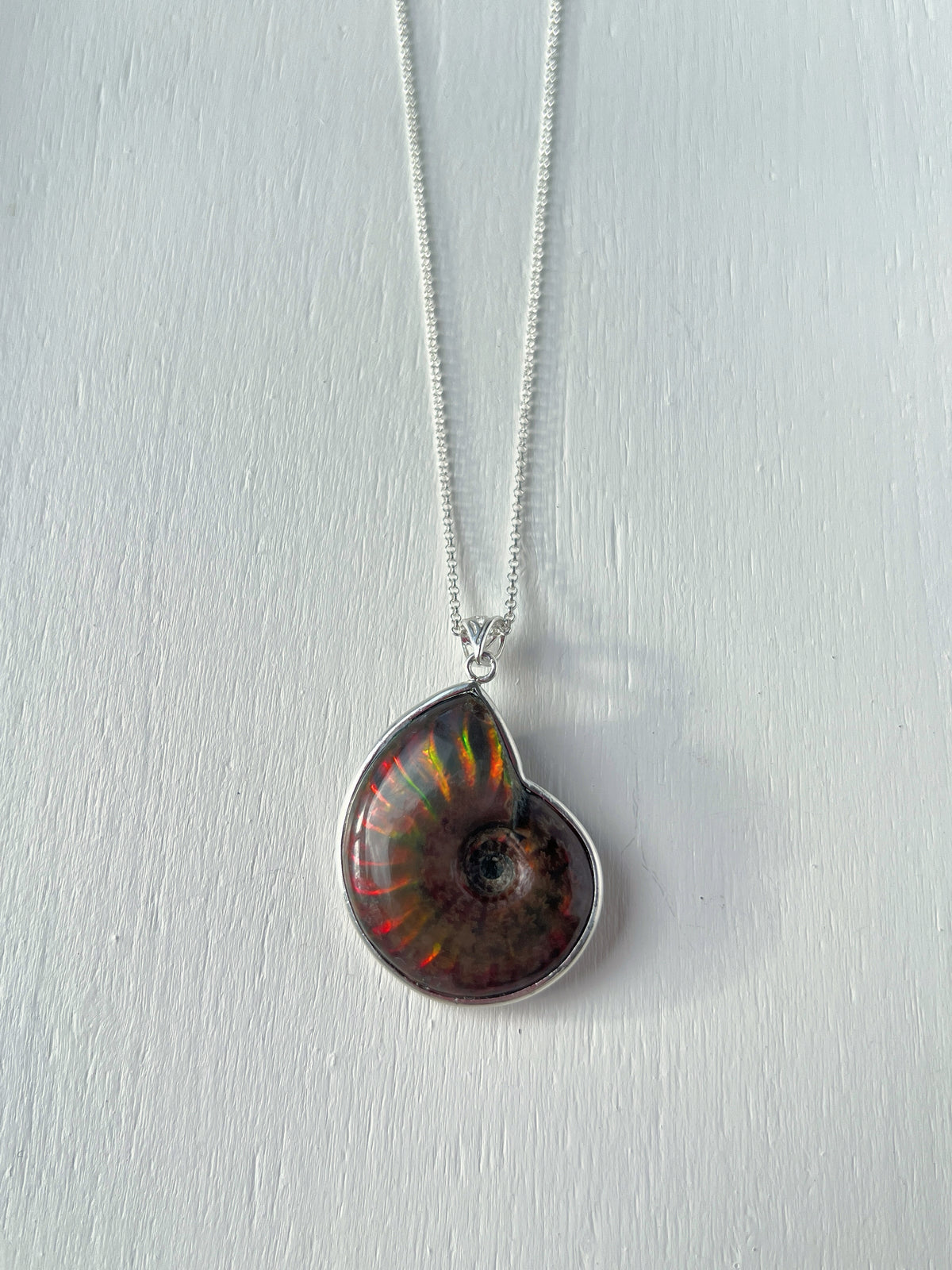 Iridescent Ammonite Necklace