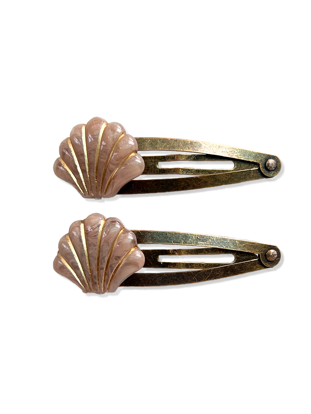 Vintage Seashell Hair Clip Set in Milky Coffee