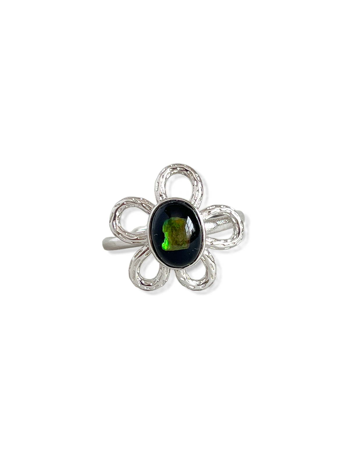 Ammolite Flower Ring