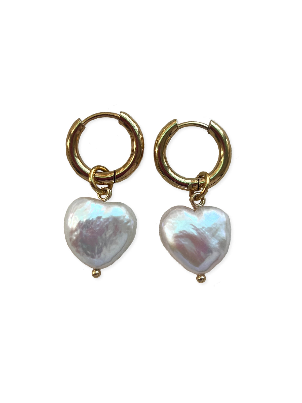 Heart Pearl Hoops