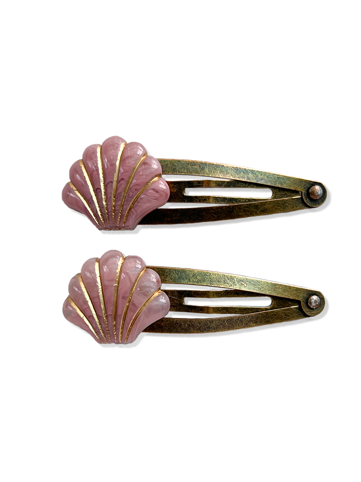 Vintage Seashell Hair Clip Set In Dusty Pink