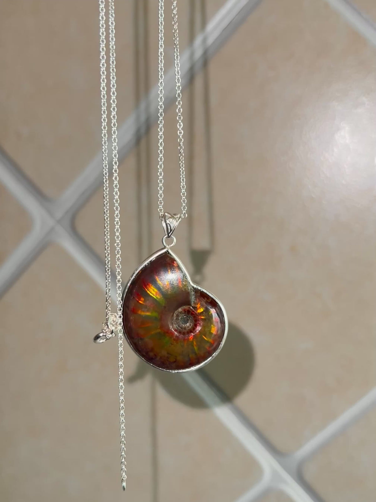 Iridescent Ammonite Necklace