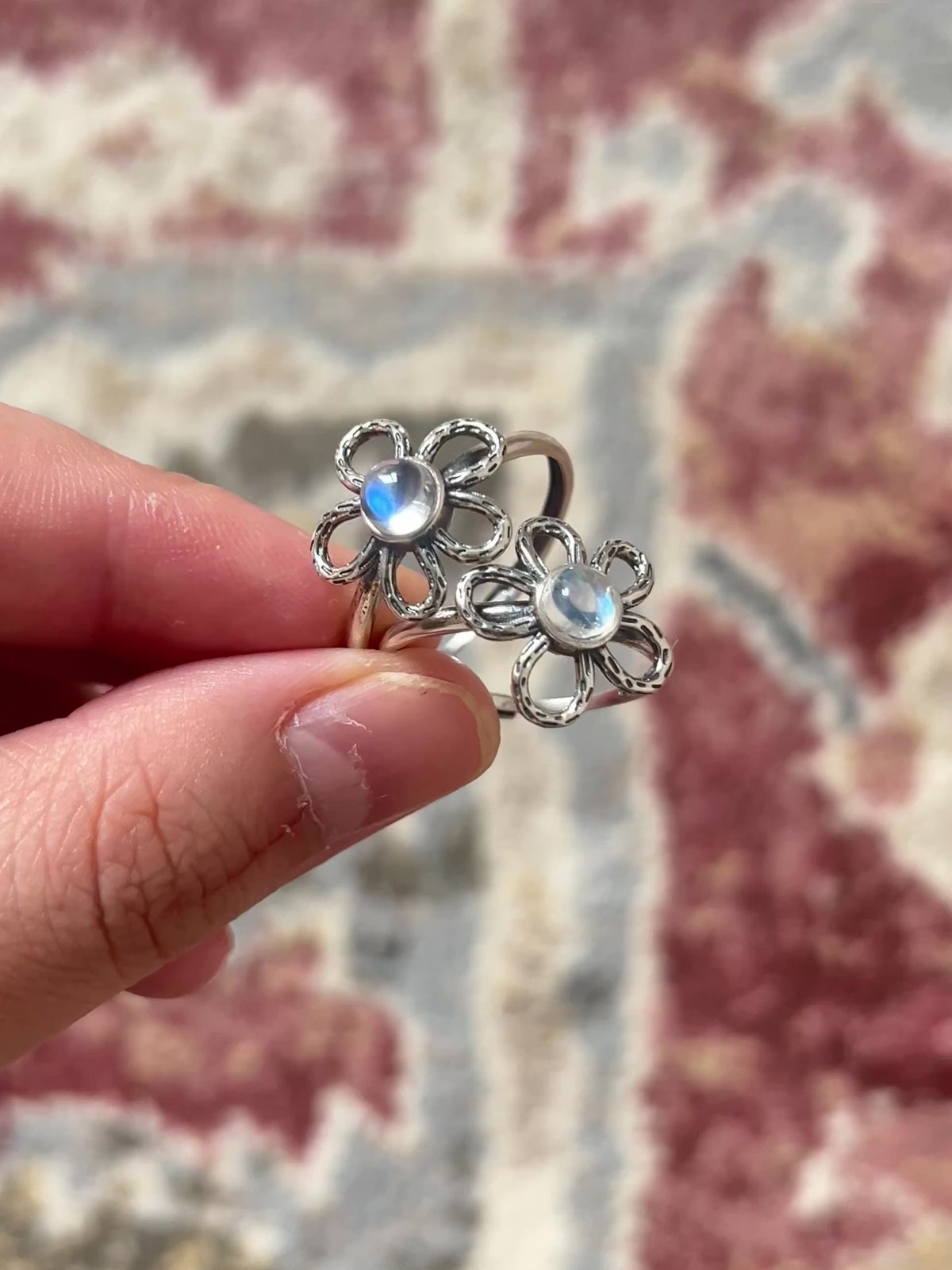 Moonstone Flower Ring